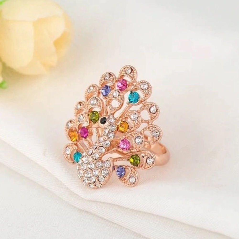 🌴🐠🧜🏼‍♀️ Peacock Ring Size 8